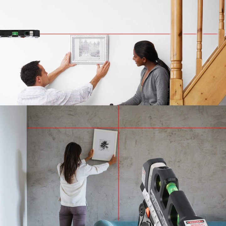 Nível a laser multifuncional Semlos, níveis de bolha, fita métrica, régua padrão e métrica (250 cm)