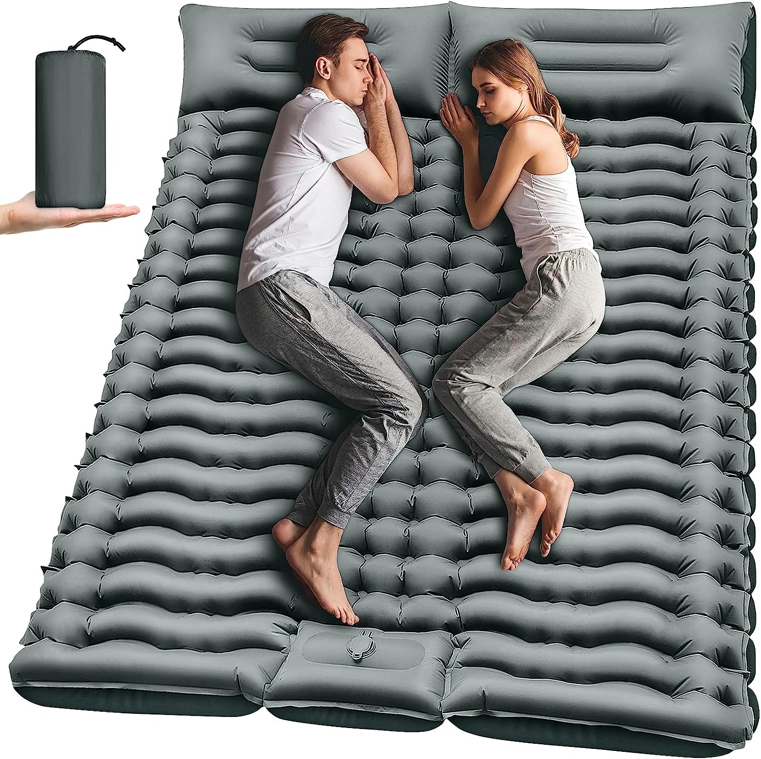 Cama insuflável de casal (inflável com o pé, sem bomba)